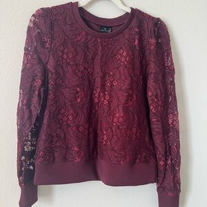Elegant Burgundy Lace Women's Top
